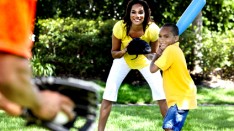 African American Family Playing Baseball