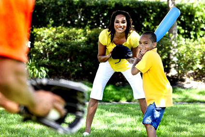 African American Family Playing Baseball